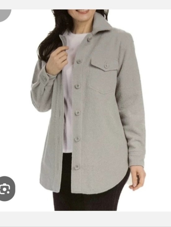 Hilary Radley Jackets & Blazers - Hilary Radley Light Gray Button-Front Shacket Sz XL